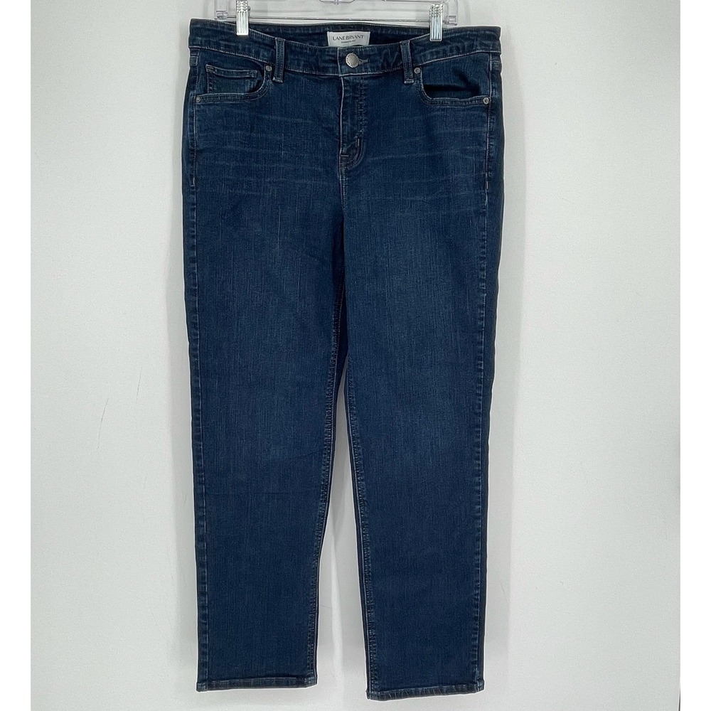 Lane Bryant Women's Blue Dark Wash Straight Leg Stretch Denim Jeans Size 16S